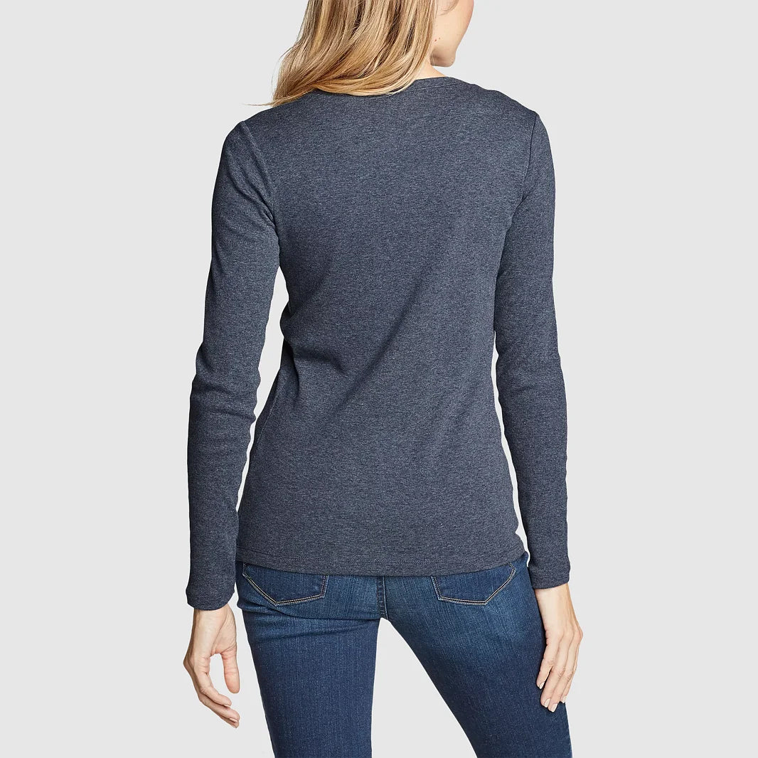 Womens Long Sleeve Pullover Round-Neck T-Shirt