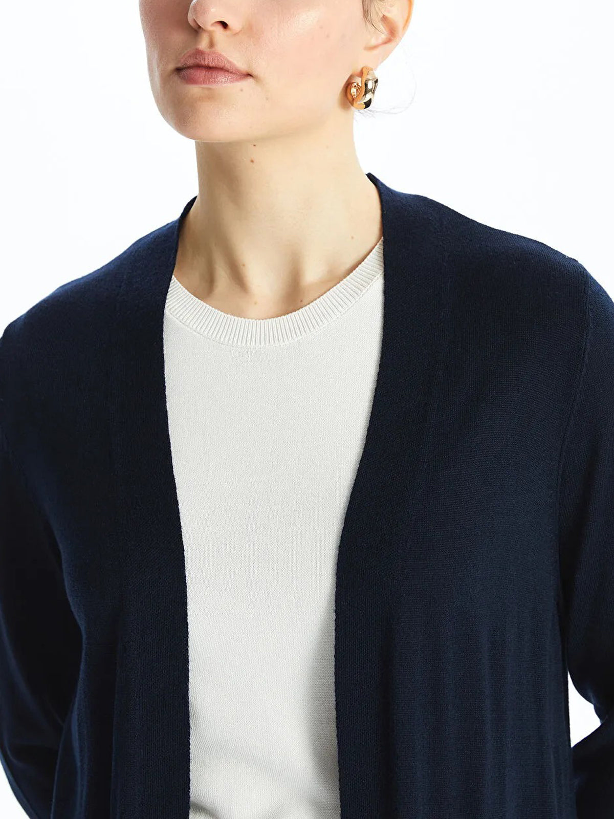 Womens Shawl Collar Tricot Midi Length Cardigan