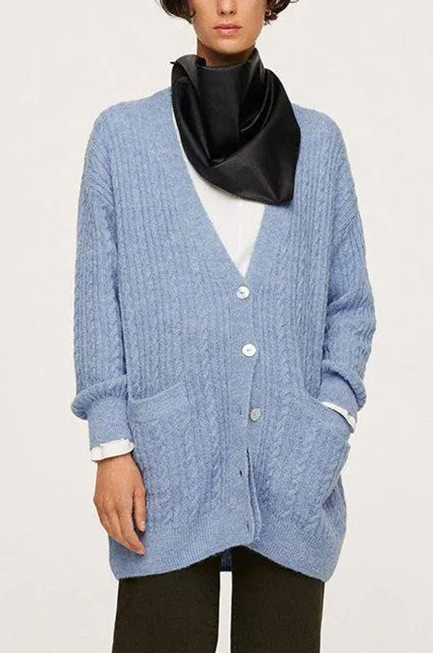 Womens Premium Wool Blend Long Soft Fuzzy Texture Cardigan