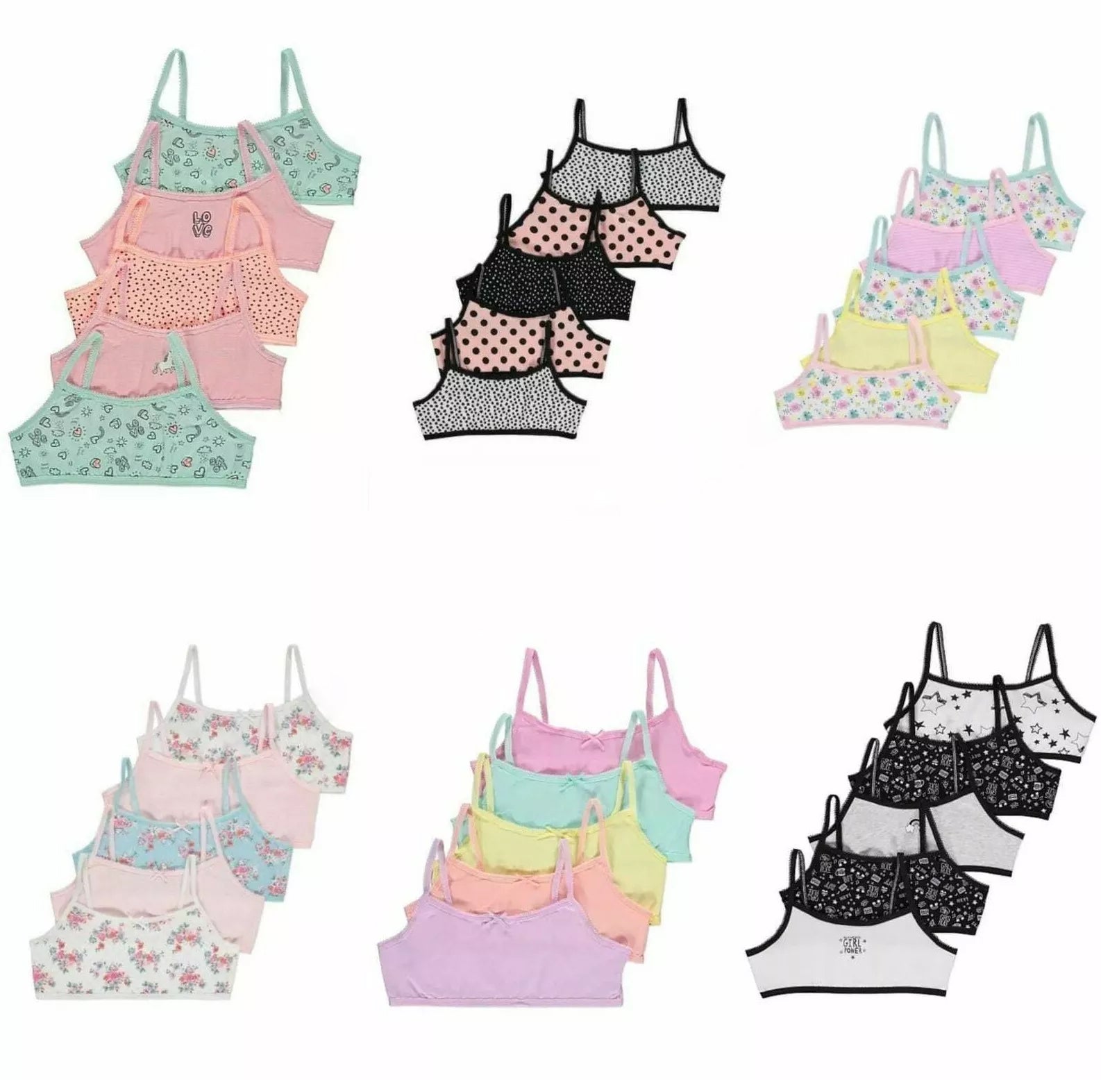 Pack of 3 Assorted Multicolor Girls Cotton Bra