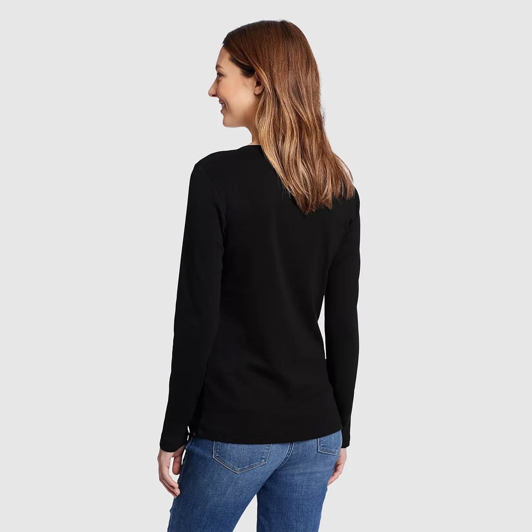 Womens Long Sleeve Pullover V-Neck T-Shirt