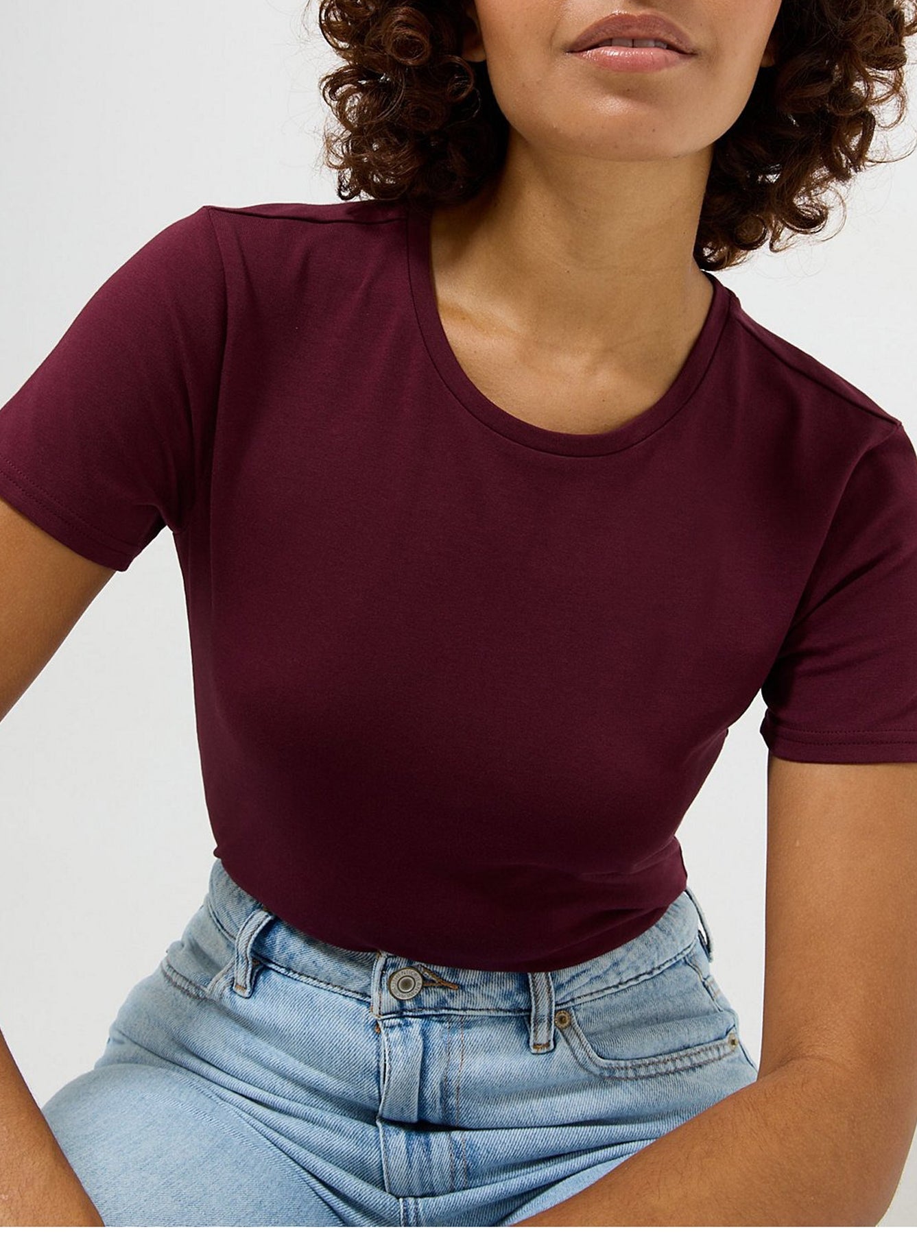 Womens Crew Neck Short Sleeve Soft Cotton Jersey T-Shirt