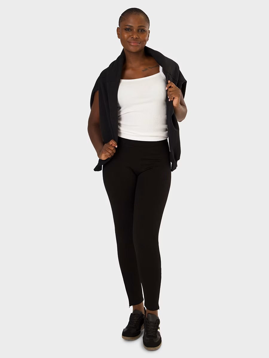 Womens High Rise Zip Hem Pull on Pant