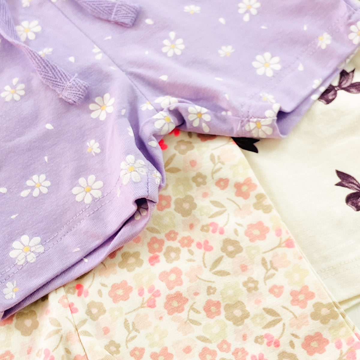 Baby Girls Soft Stretch Cotton Print Bike Shorts With Drawstring