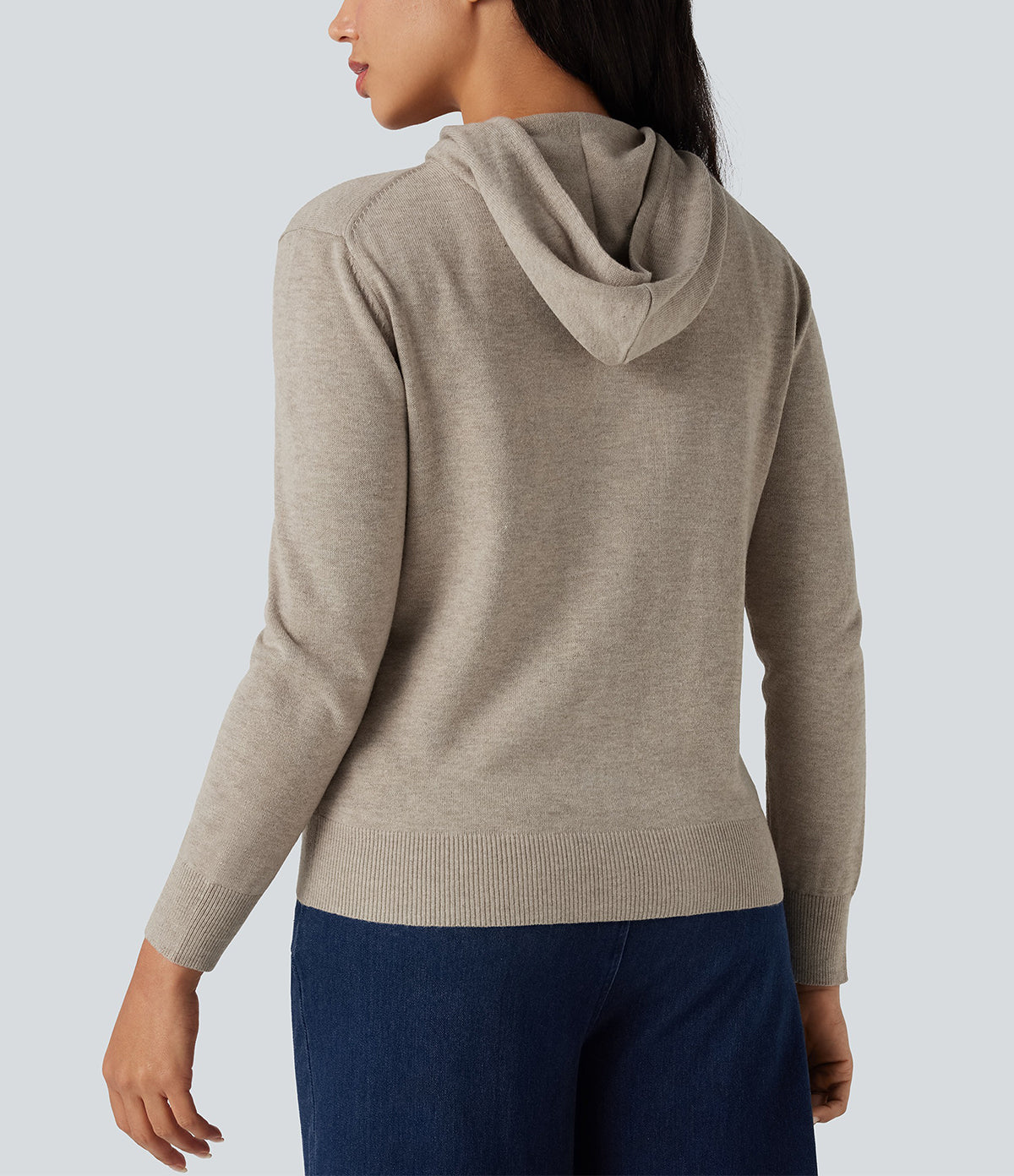 Womens Soft Knit Zip-Up Full Sleeve Sweater Hoodie with Pockets