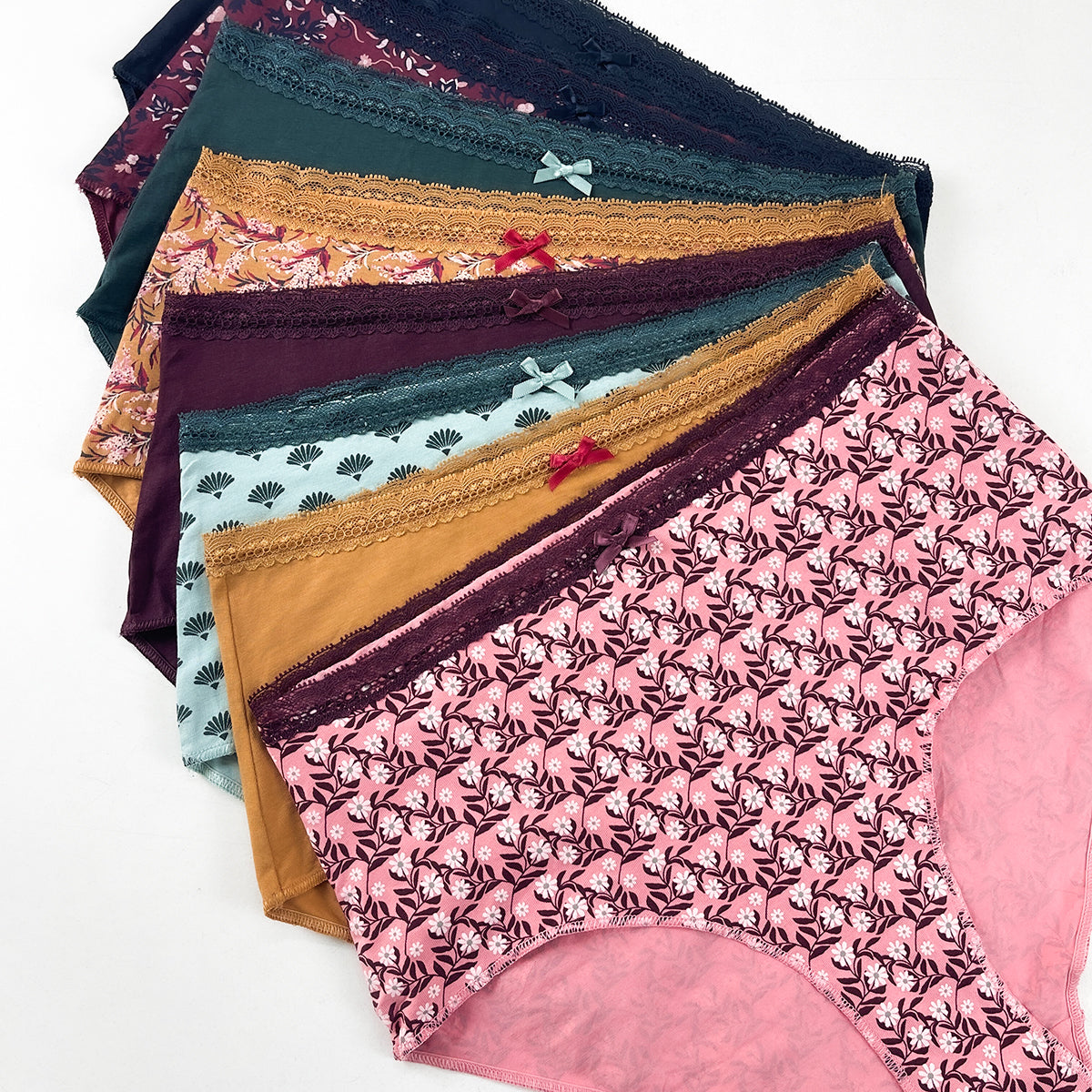 Pack of 4 Womens Cotton Hipster Soft Printed & Solid Lace Panty