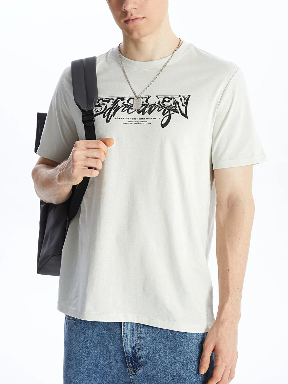 Mens Printed Crew Neck Cotton Jersey Casual T-Shirt