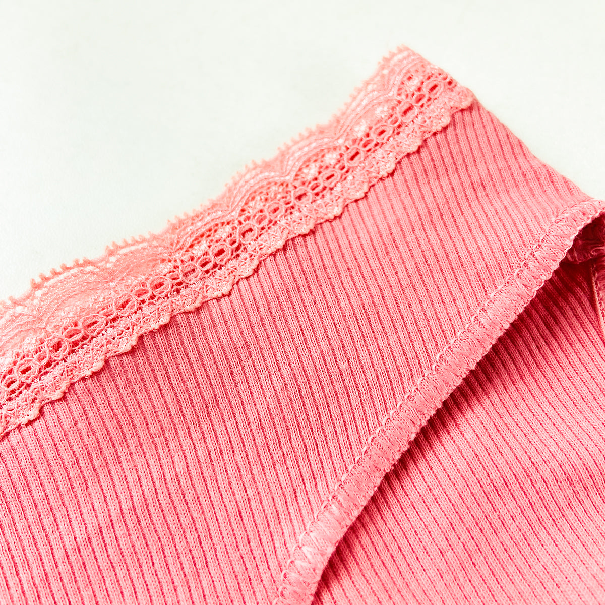 Pack of 5 Womens Ribbed Cotton Lace Waist Half Back Briefs Panty