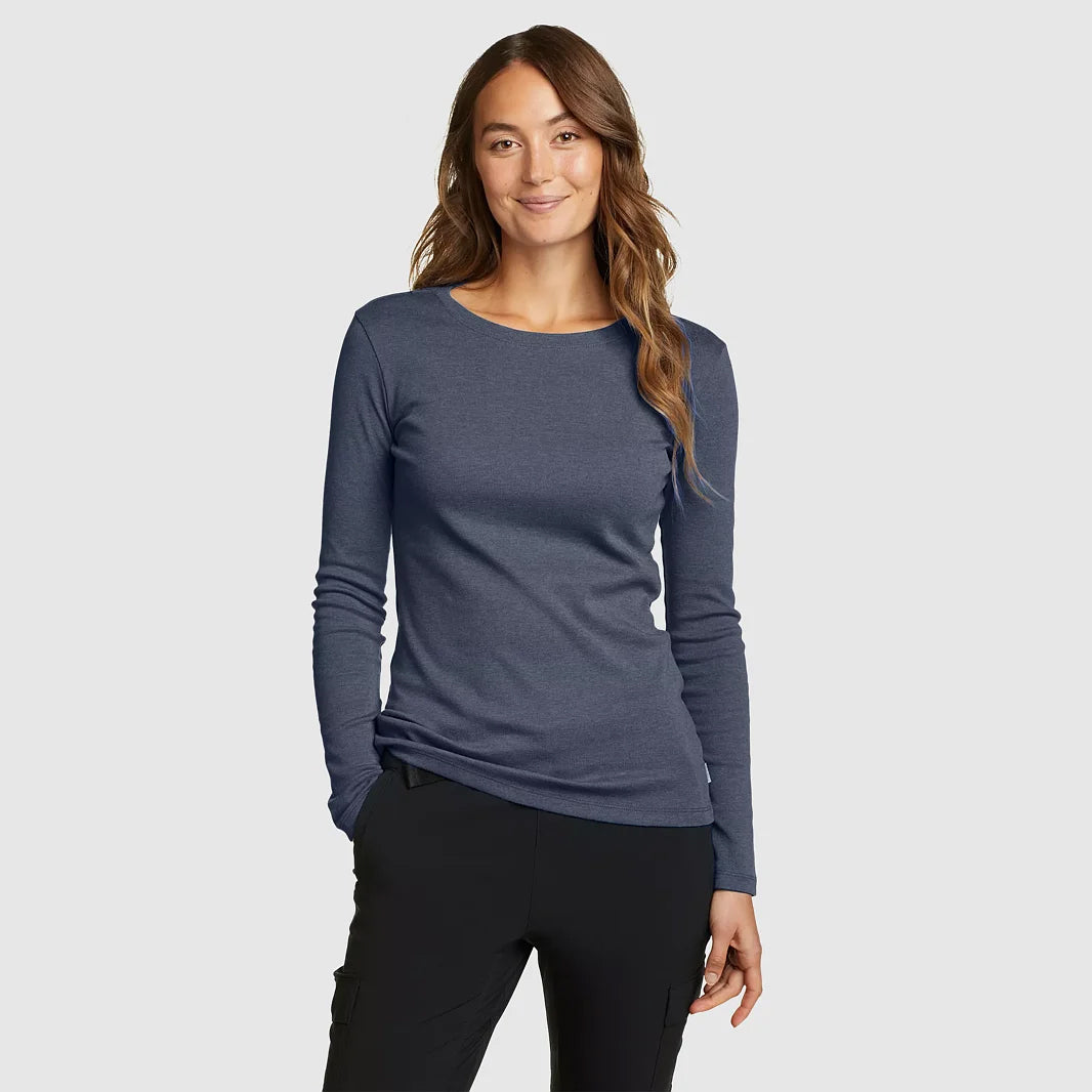Womens Long Sleeve Pullover Round-Neck T-Shirt
