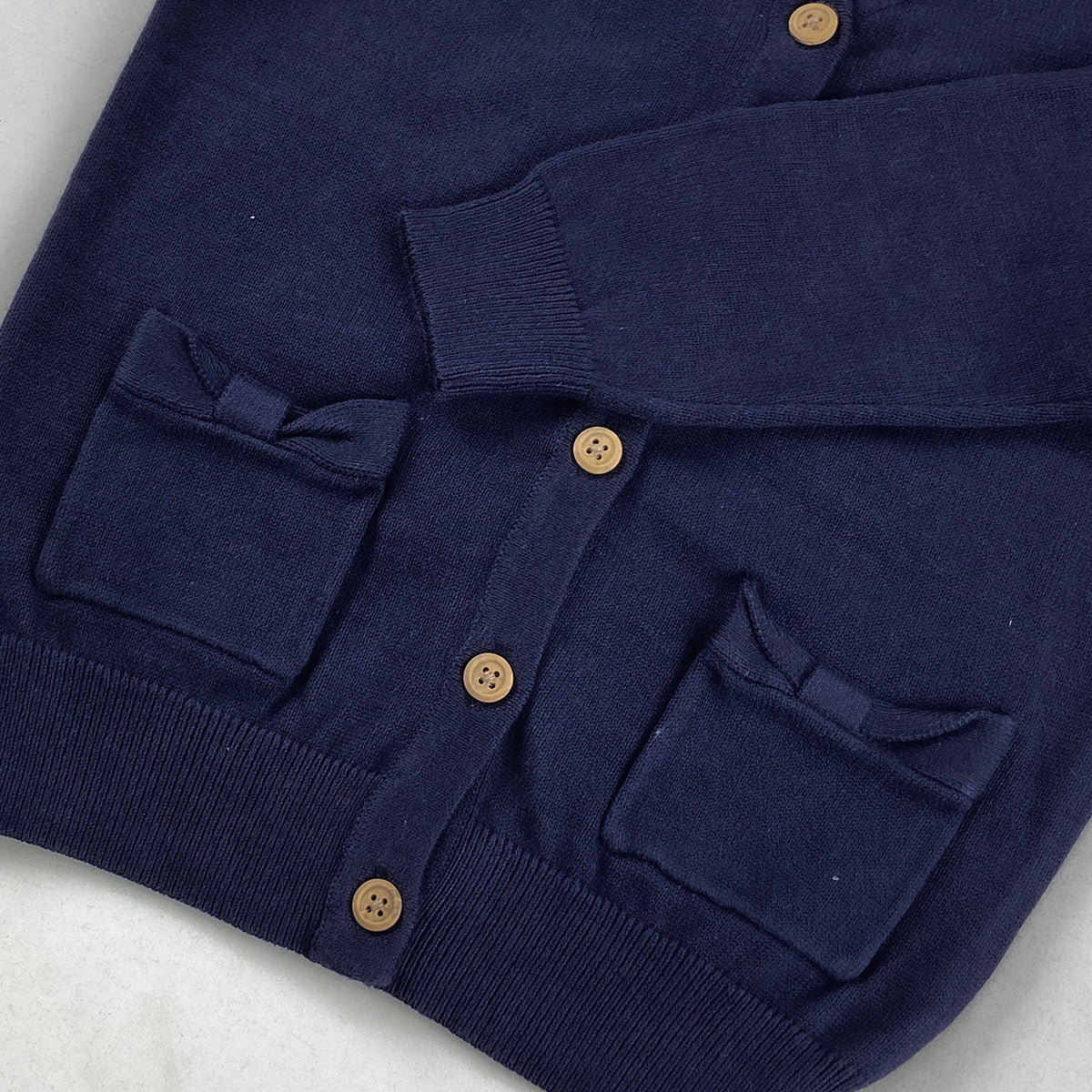 Girls Cotton Knitted Cardigan Sweater With Pocket