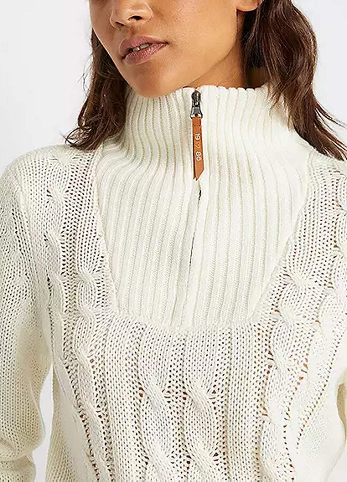 Womens Cable Knit Quarter Zip Pullover Sweater