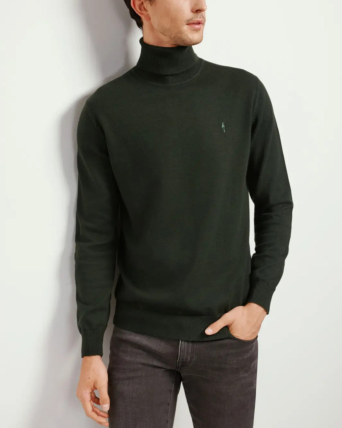 Mens Premium Cotton Turtleneck Long Sleeve Knit Sweater