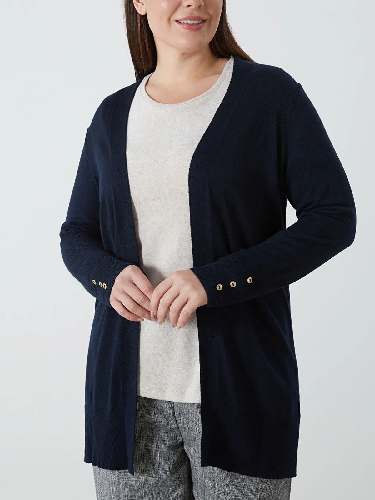 Womens Shawl Collar Tricot Midi Length Cardigan
