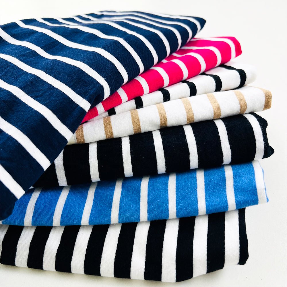 Womens Cotton Stretch Round Neck Striped Tank Top