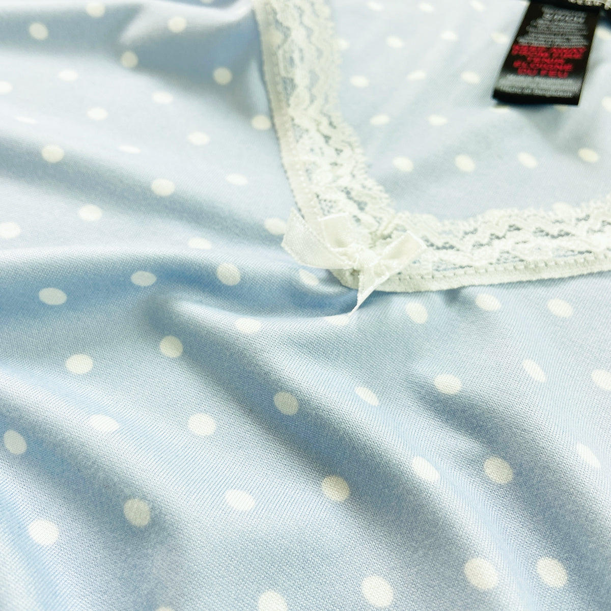 Womens Polka Dot Soft Stretch Lace Trim Sleepwear 3/4 Pajama Set