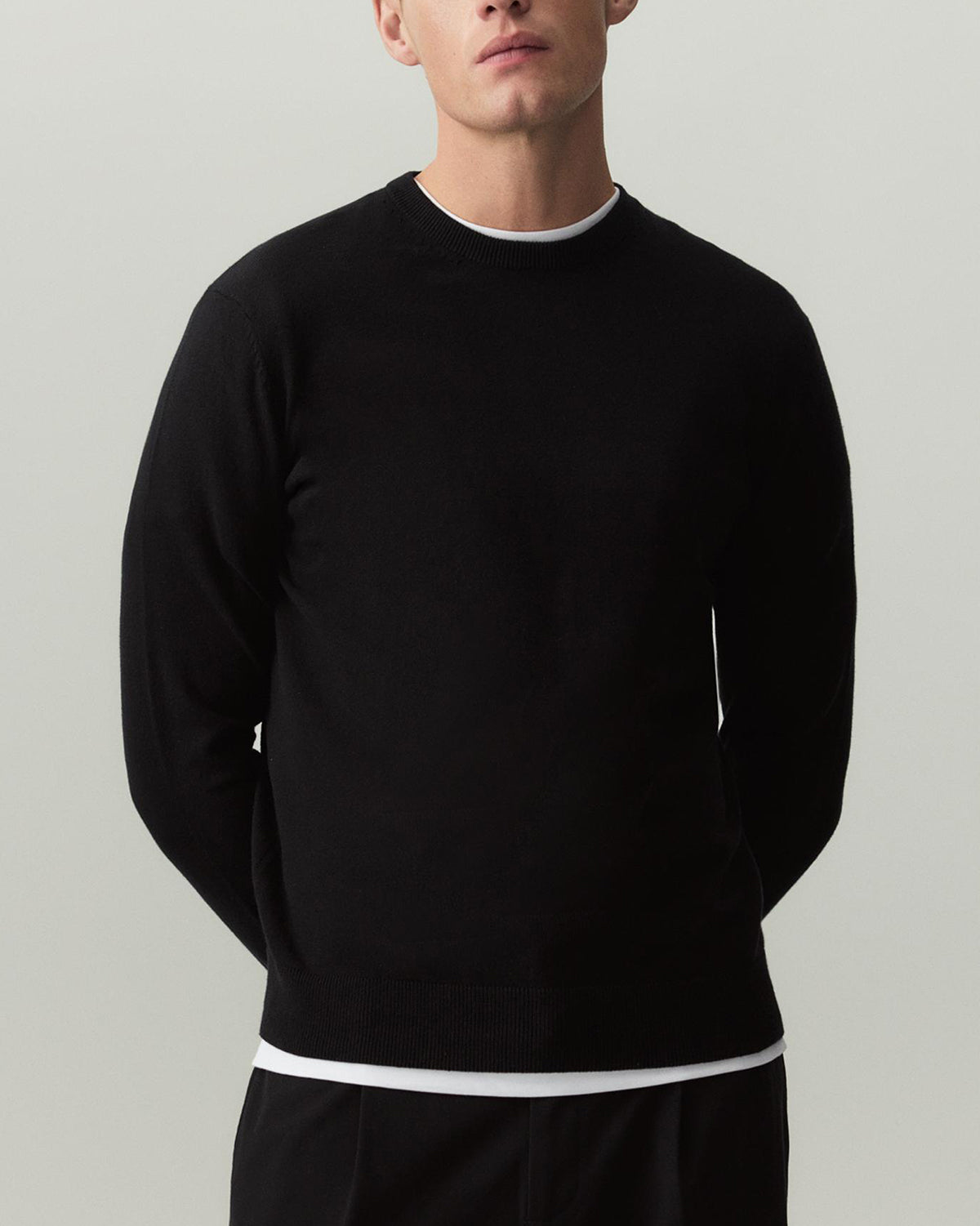 Mens Basic Knit Crew Neck Long Sleeve Pullover Sweater