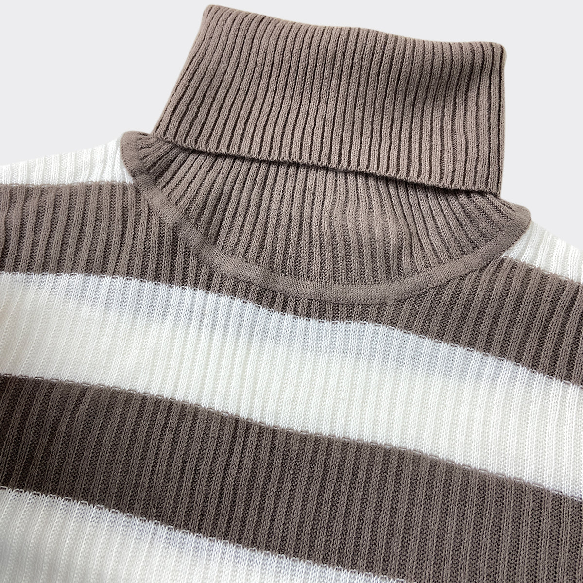 Womens Ribbed Striped Soft Knit Turtleneck Sweater