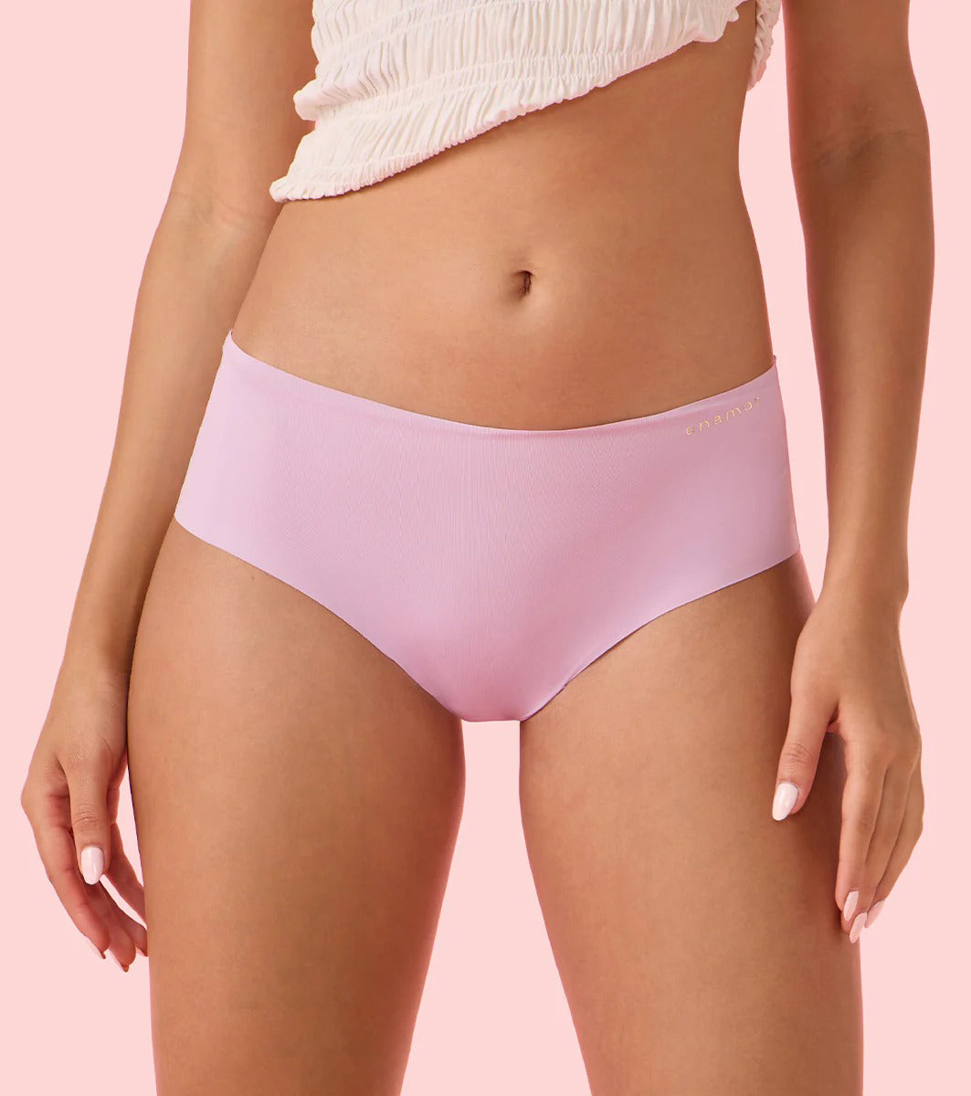 Womens Seamless Mid Rise Invisible Soft Stretch Hipster Panty
