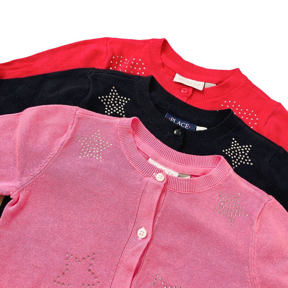 Girls Premium Rhinestone Knit Button Cardigan