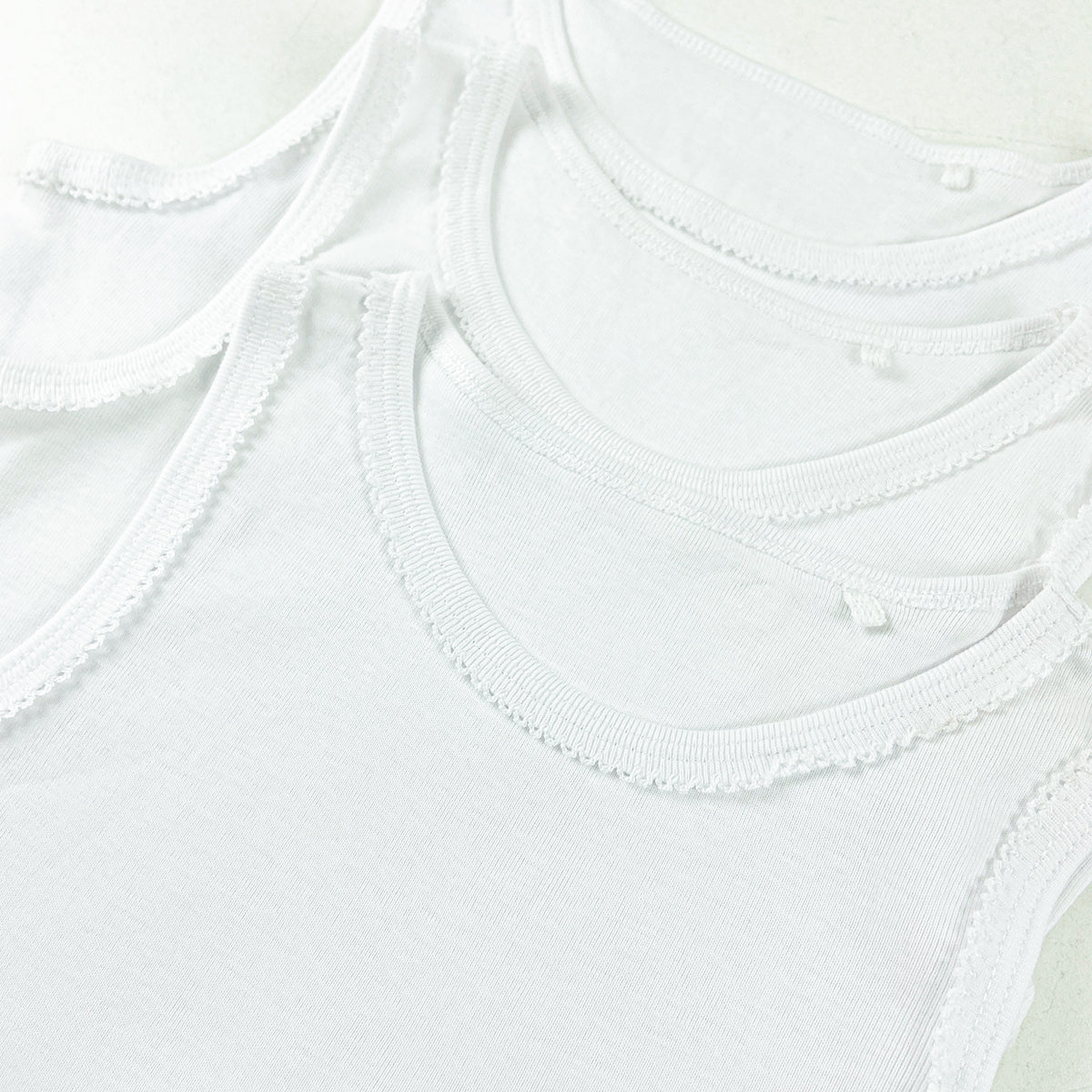 Pack of 3 Toddlers and Teen Girls Soft Cotton White Tank Top