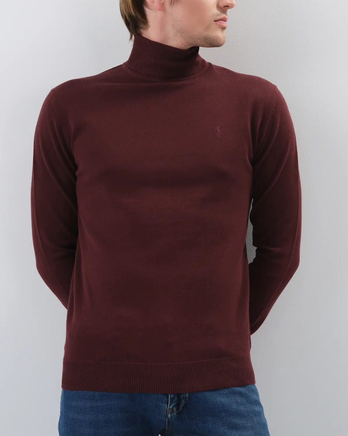 Mens Premium Cotton Turtleneck Long Sleeve Knit Sweater