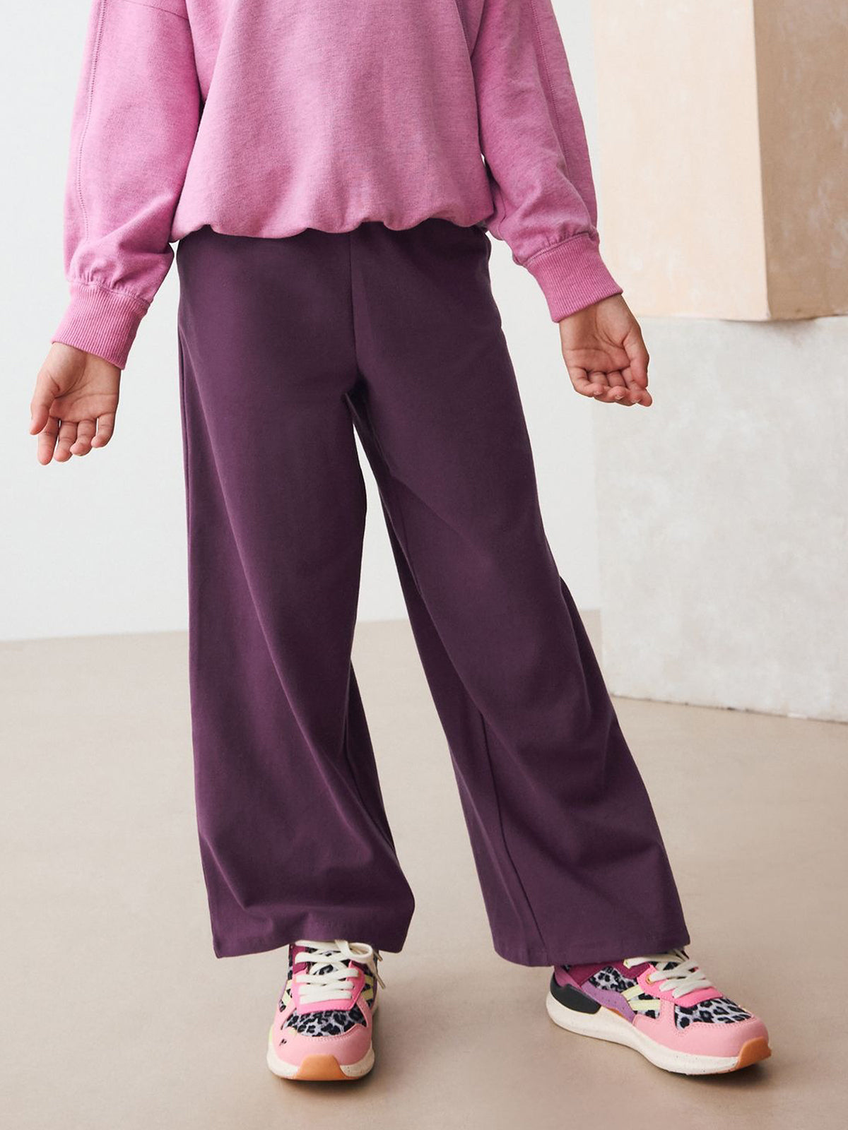Girls Cotton Wide Leg Trousers with Pockets