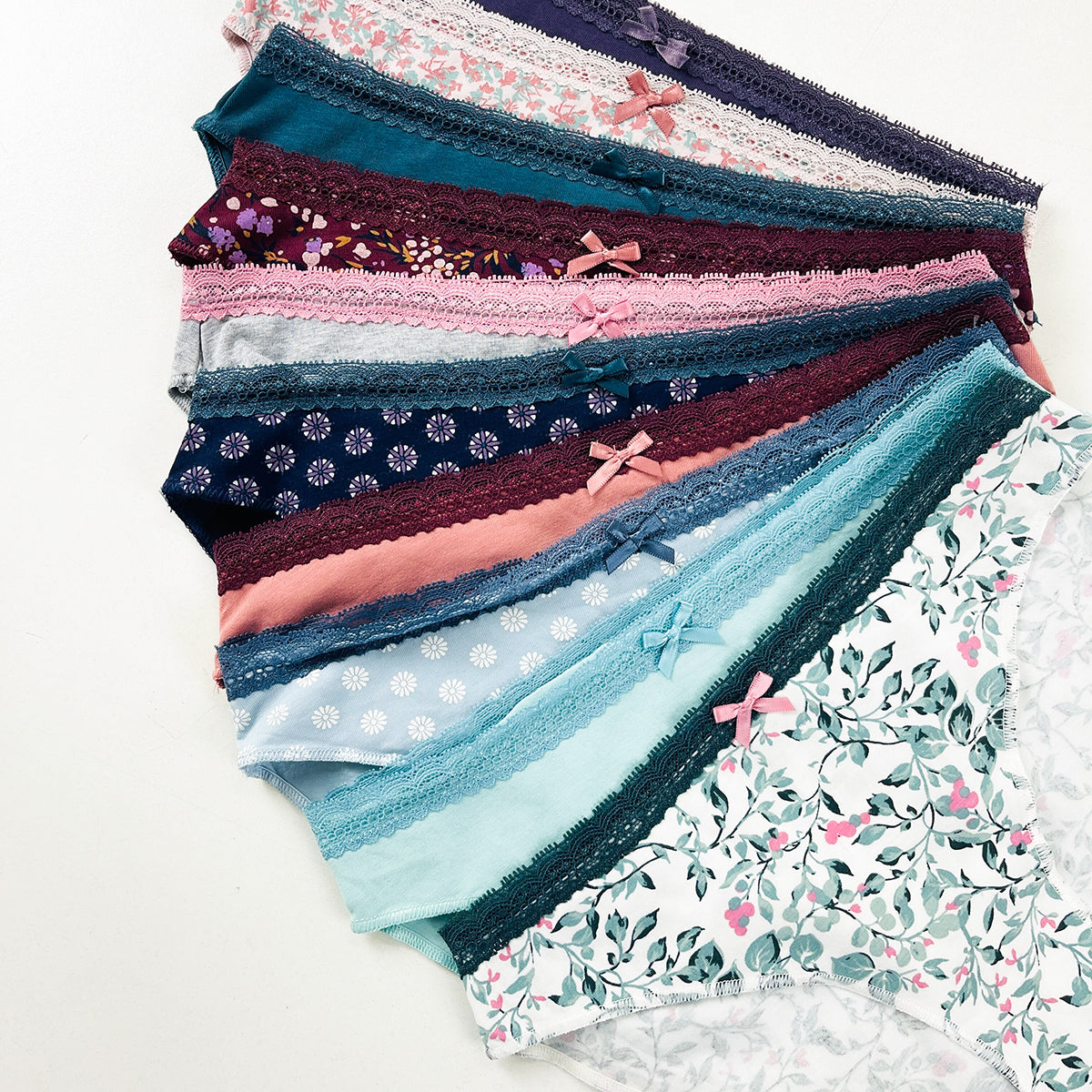 Pack of 5 Womens Soft Cotton Lace Trim Bikini Comfort Underwear Panty