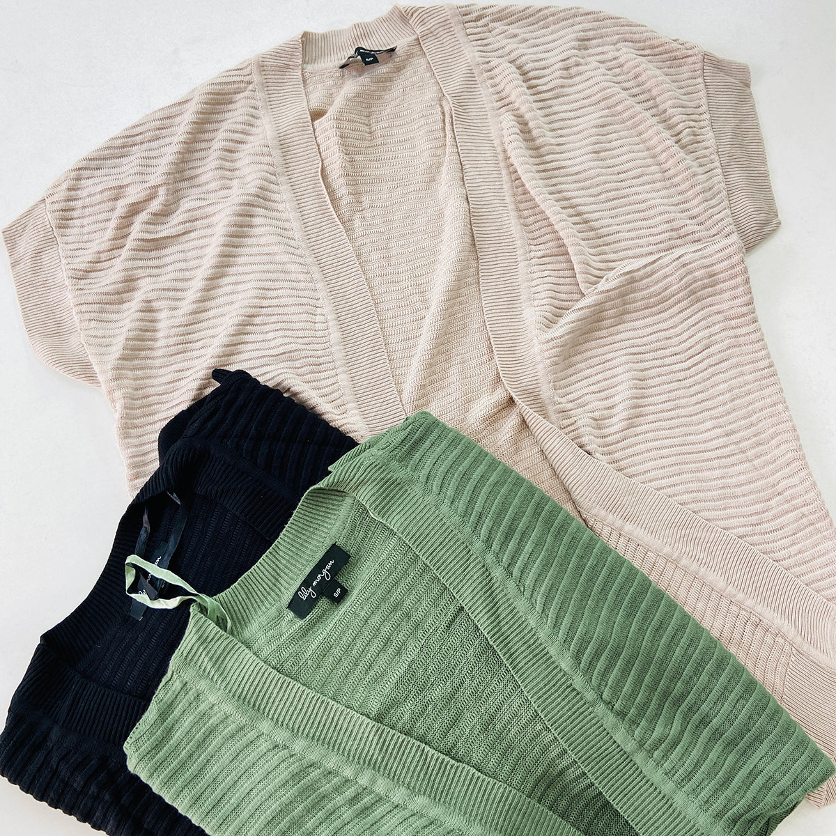 Womens Lightweight Open Front Short Sleeve Knitted Cardigan