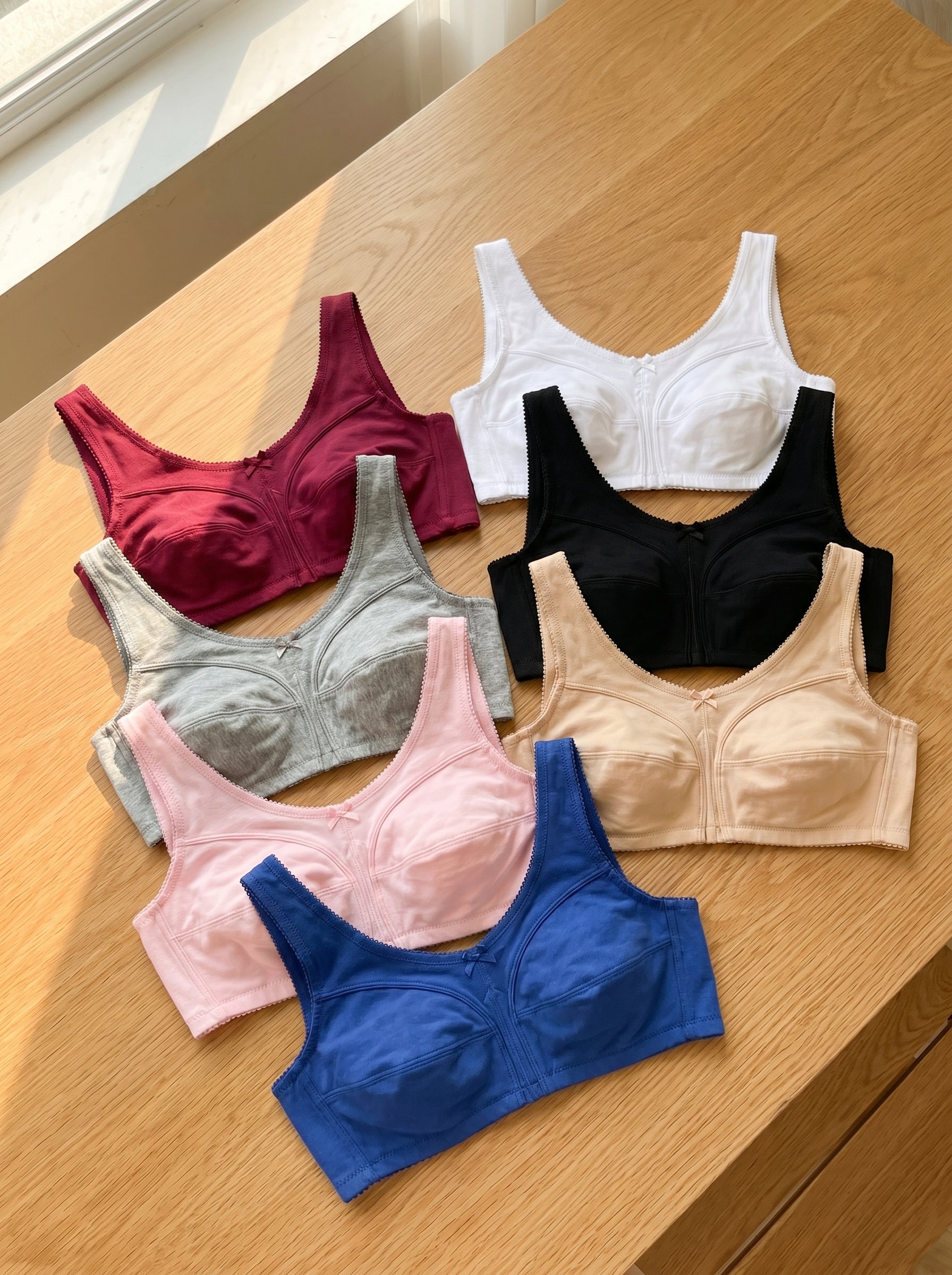 Womens Plus Size Solid Wireless Back Close Adjustable Straps Bra