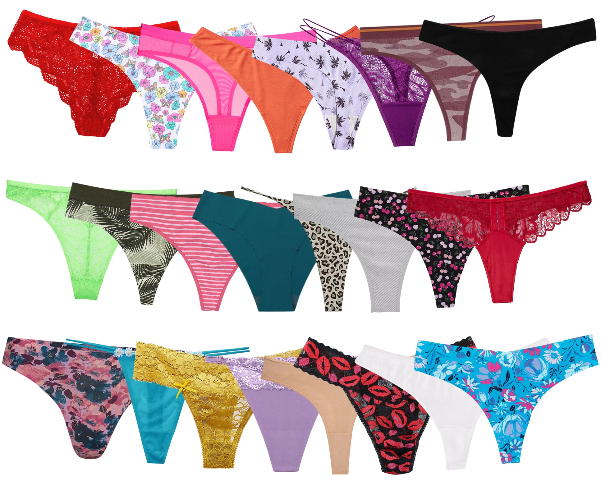 Pack of 12 Assorted Multicolor Ladies Premium Sexy Thong