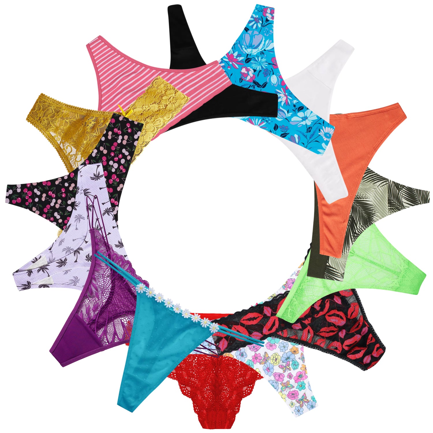 Pack of 12 Assorted Multicolor Ladies Premium Sexy Thong