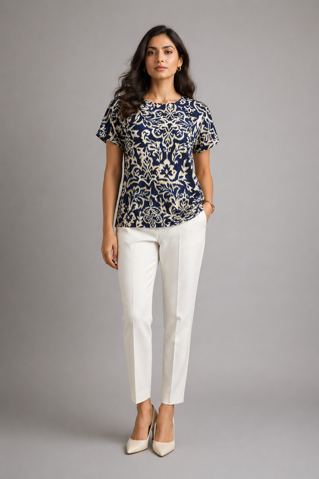 Womens Printed Short Sleeve Round Neck T-Shirt