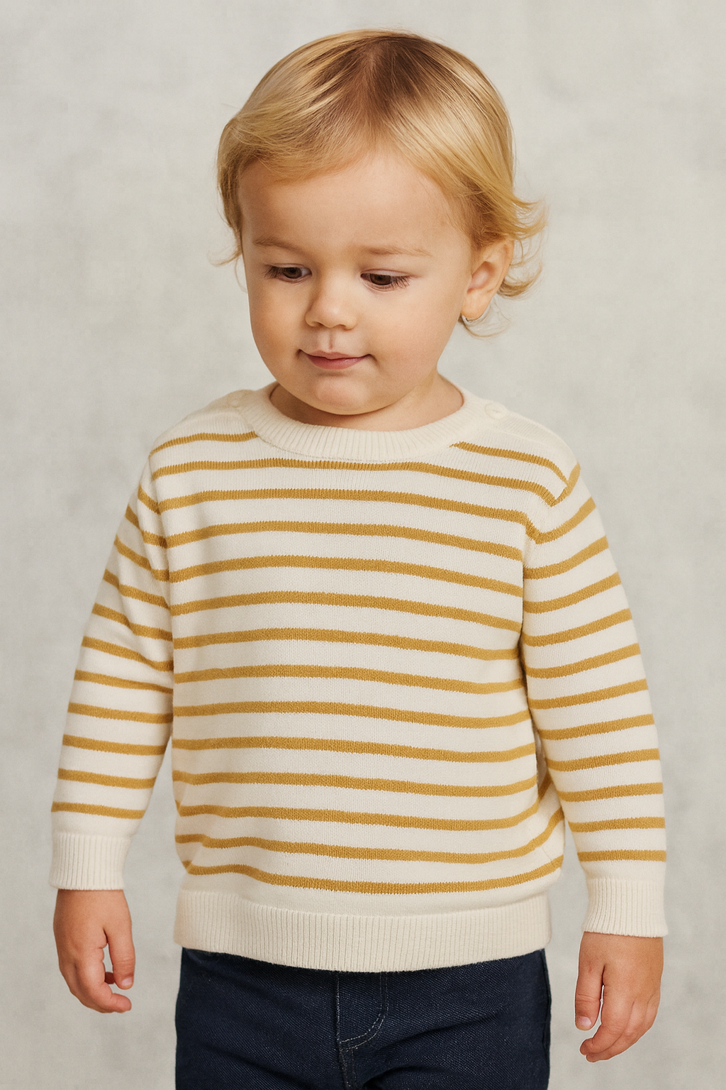 Toddler Baby Soft Cotton Striped Knit Full Sleeve Sweater