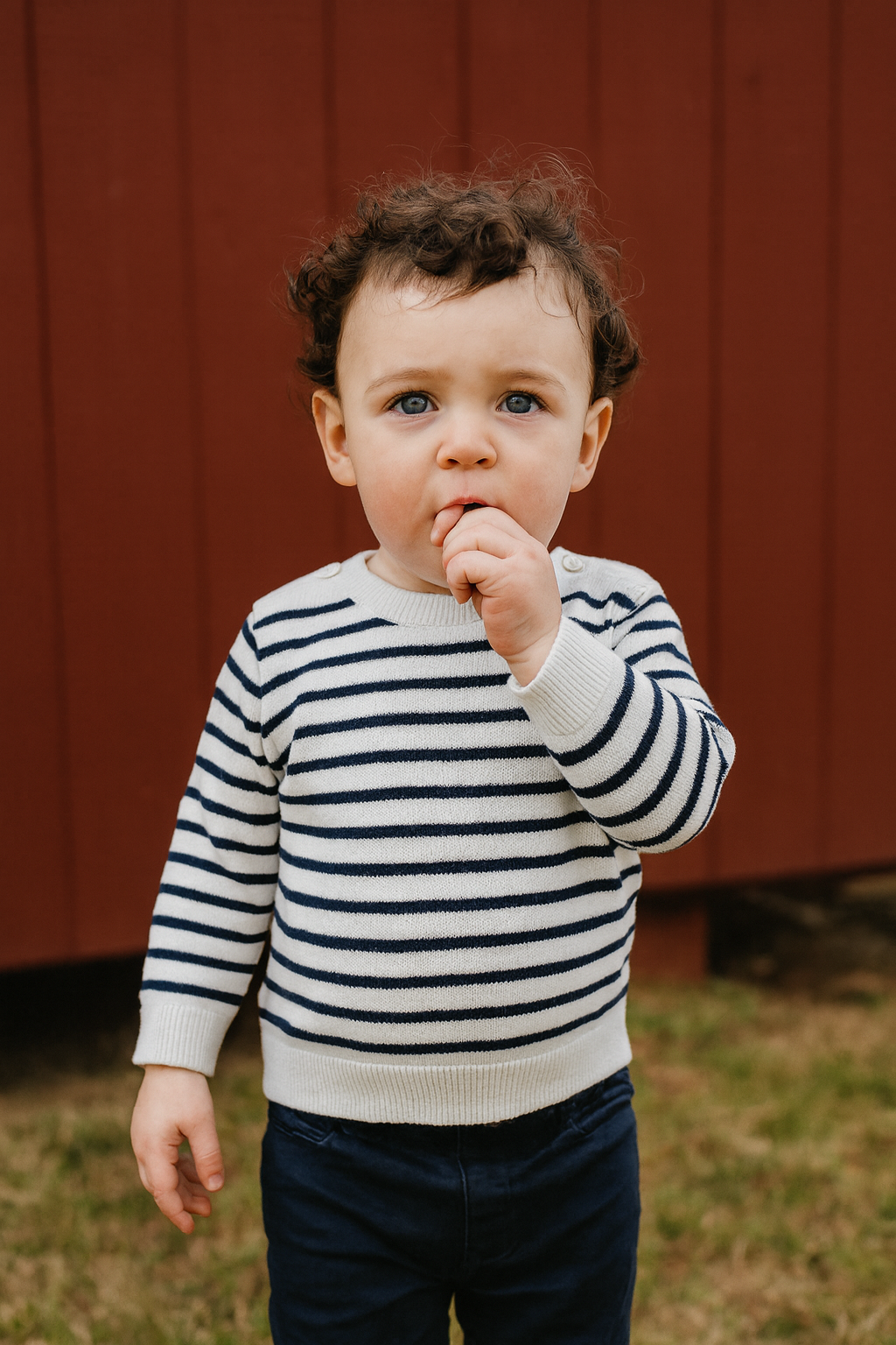 Toddler Baby Soft Cotton Striped Knit Full Sleeve Sweater