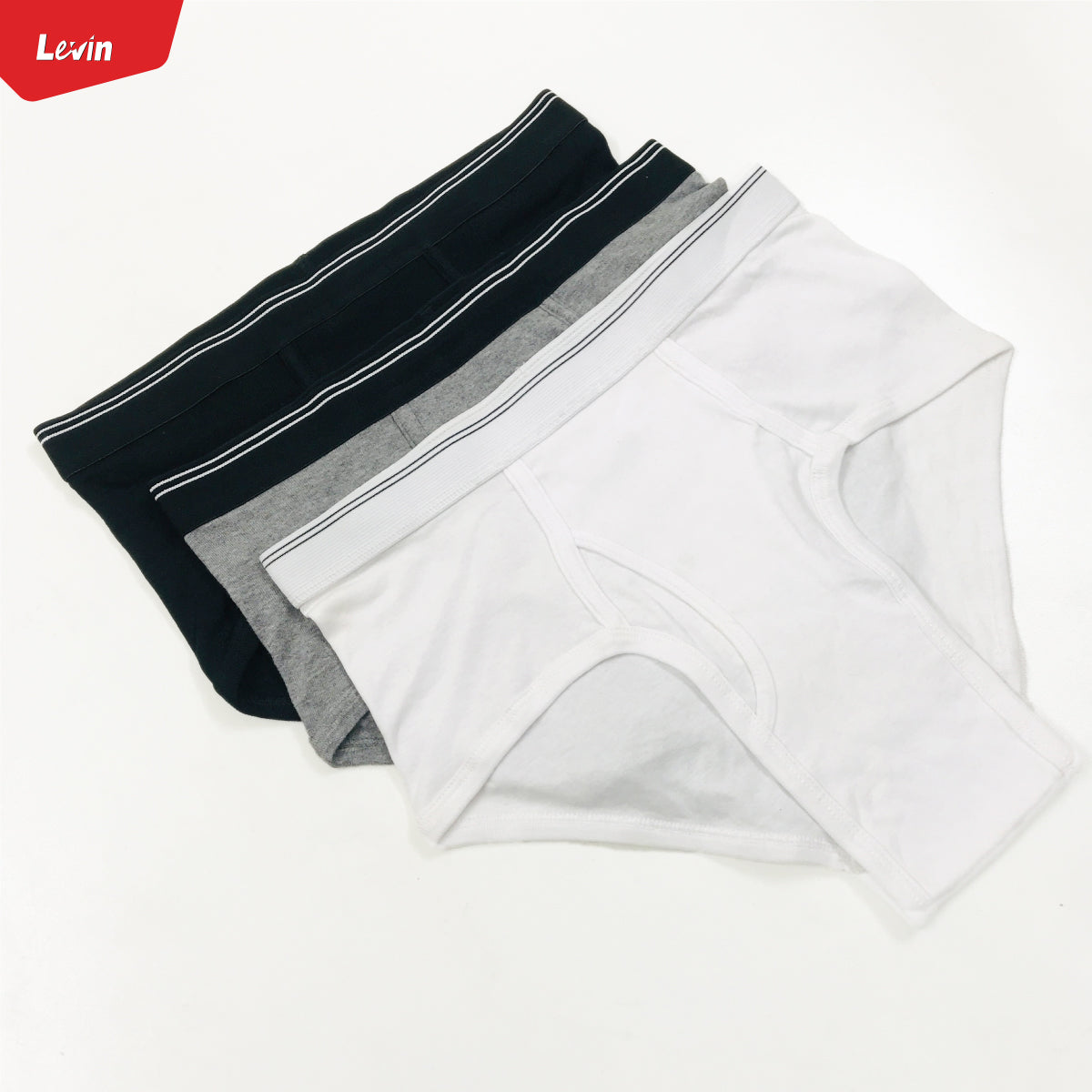 Men's Solid Cotton Ribbed Mid Rise Brief Underwear
