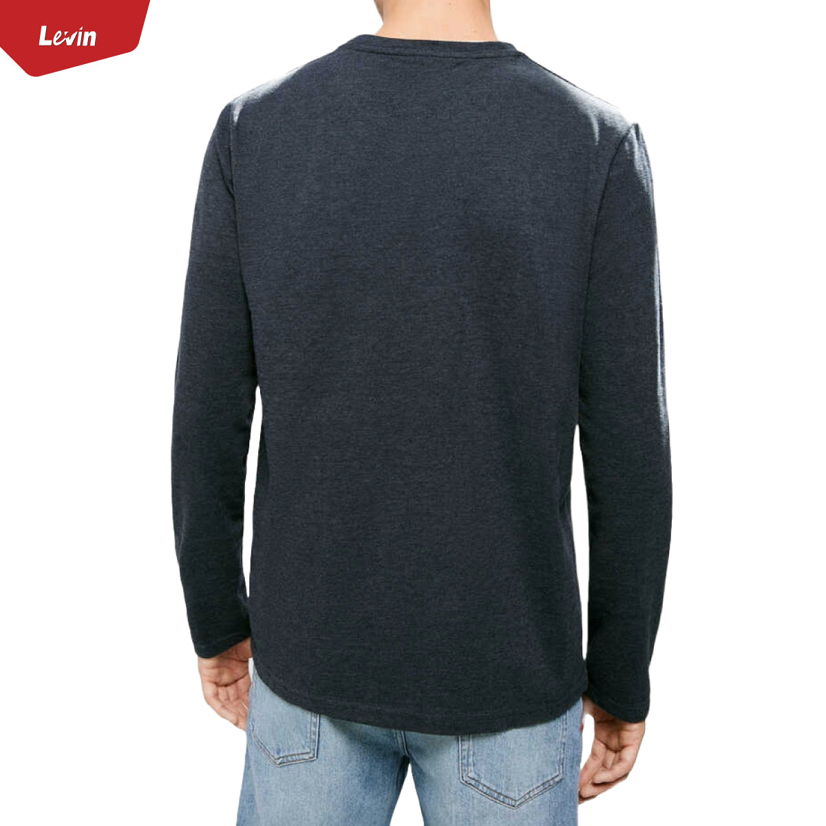 Men's Contrasting Double Collar Effect Long Sleeve Cotton T-shirt