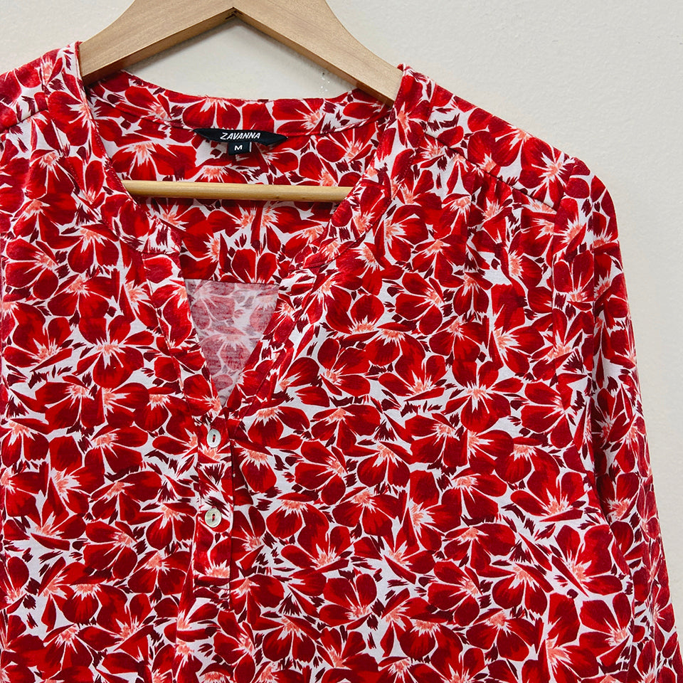 Ladies ¾ Sleeve Soft Floral Casual Top with Knitted Bottom