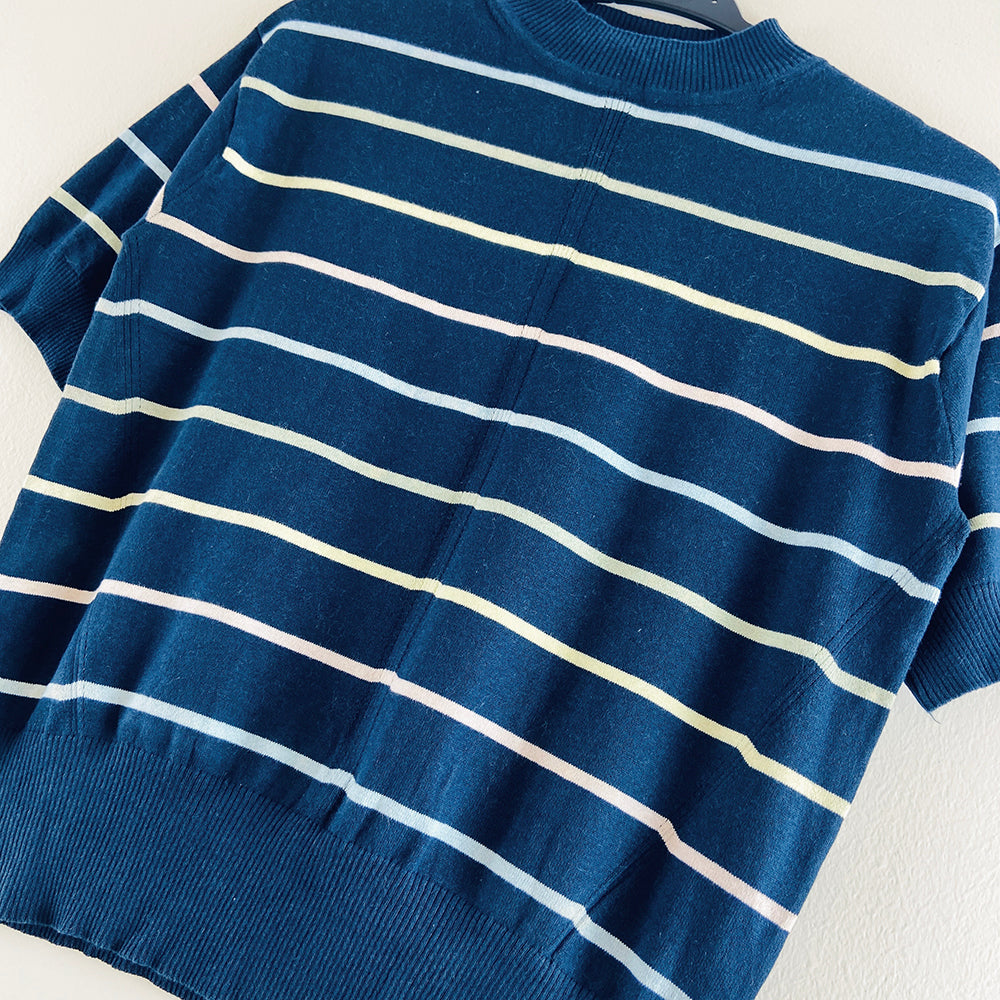 Ladies Short Sleeved Cotton Blend Knit Jumper Sweater