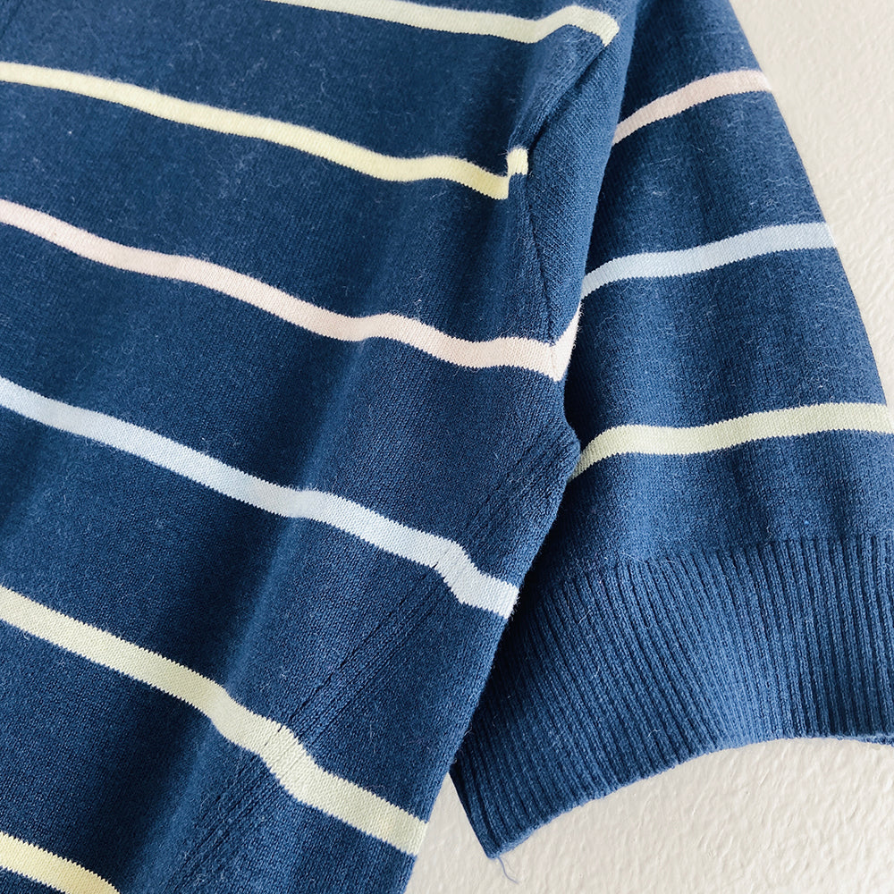 Ladies Short Sleeved Cotton Blend Knit Jumper Sweater