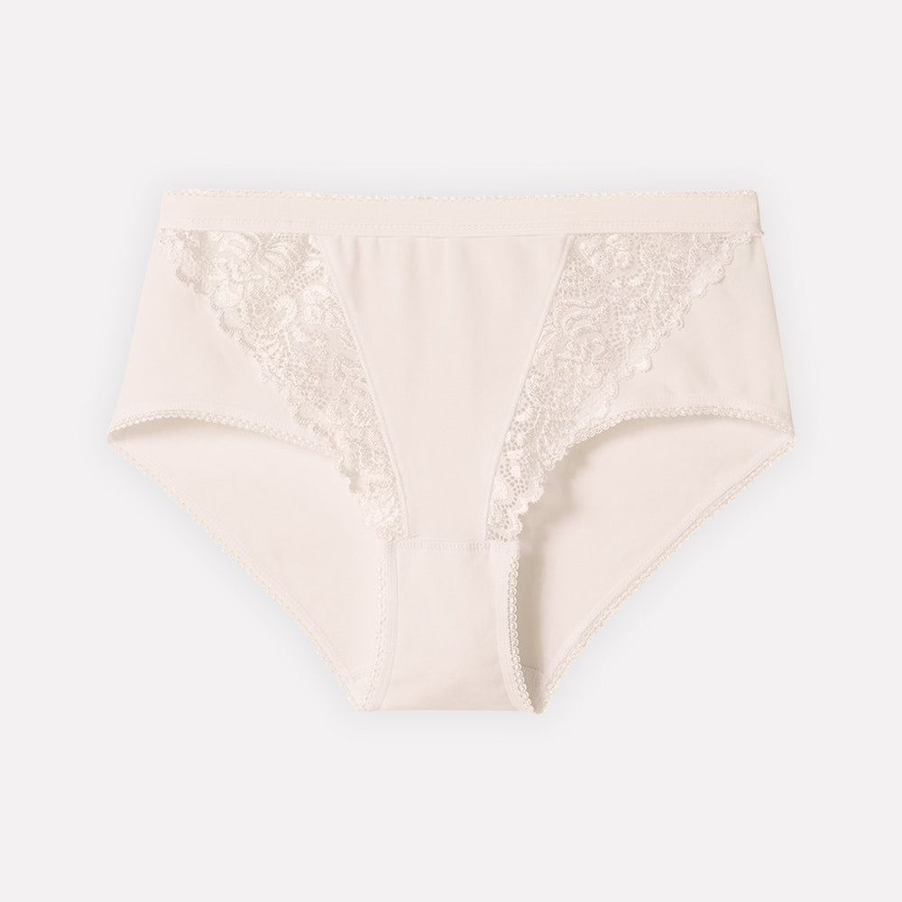 Ladies High Waisted Cotton Stretch Lace Brief Panties