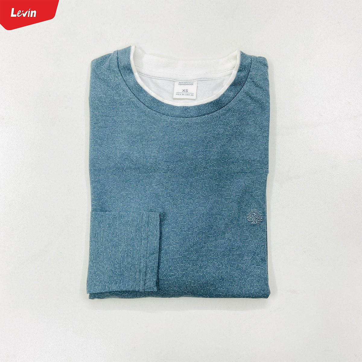 Men's Contrasting Double Collar Effect Long Sleeve Cotton T-shirt