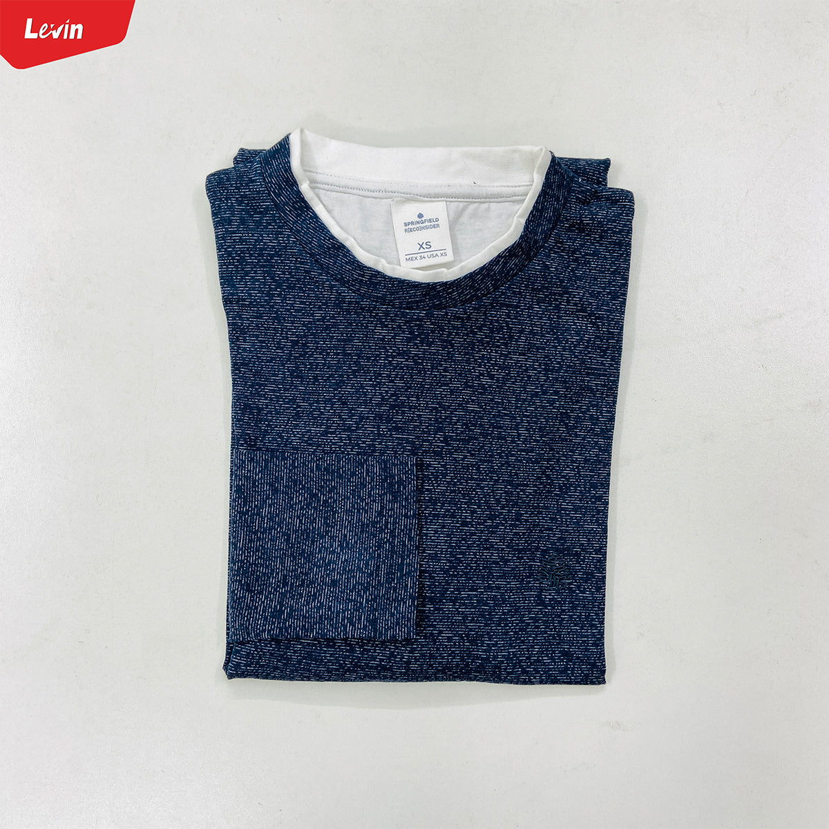 Men's Contrasting Double Collar Effect Long Sleeve Cotton T-shirt