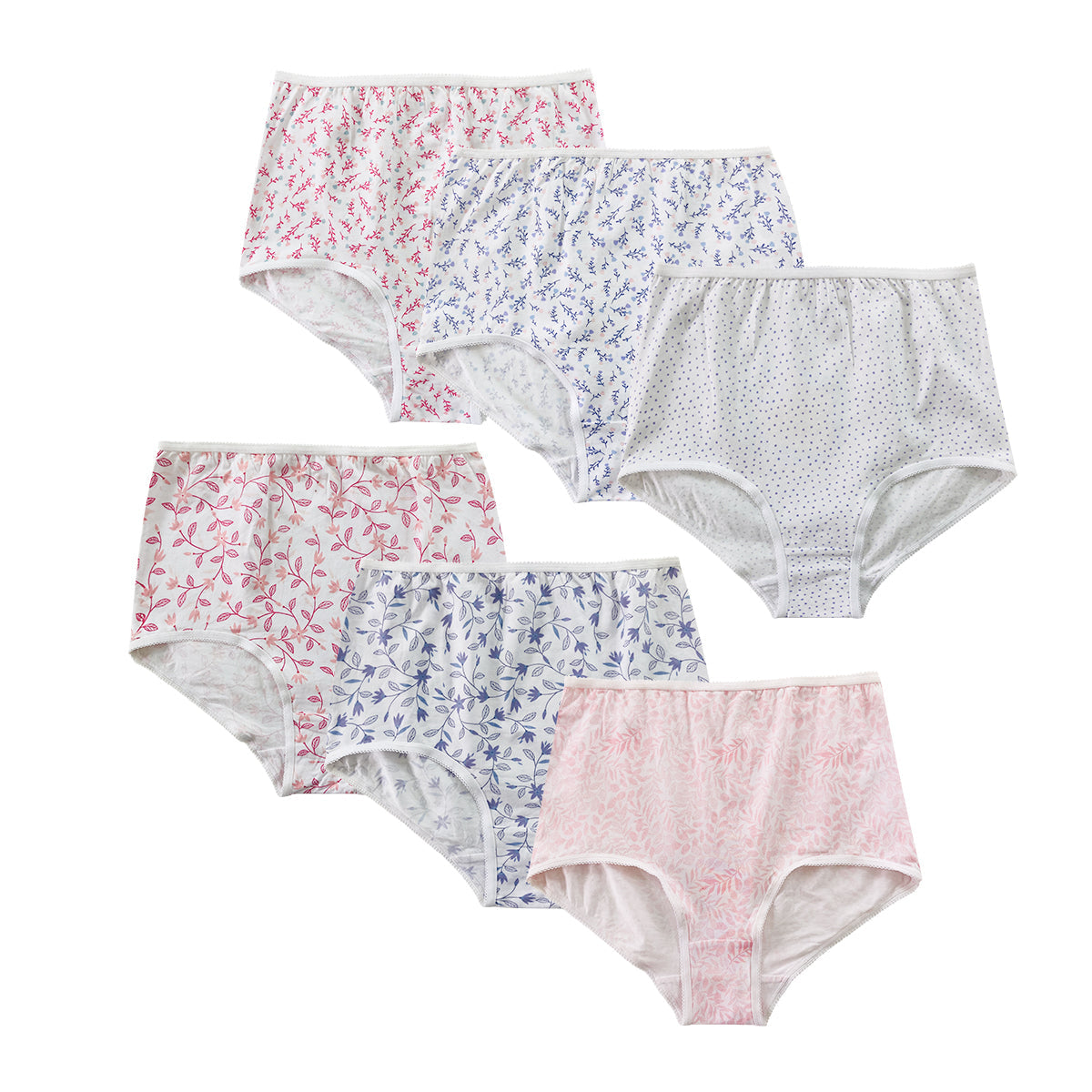 Pack of 4 Ladies High Waisted Full Back Coverage Printed Brief Panty