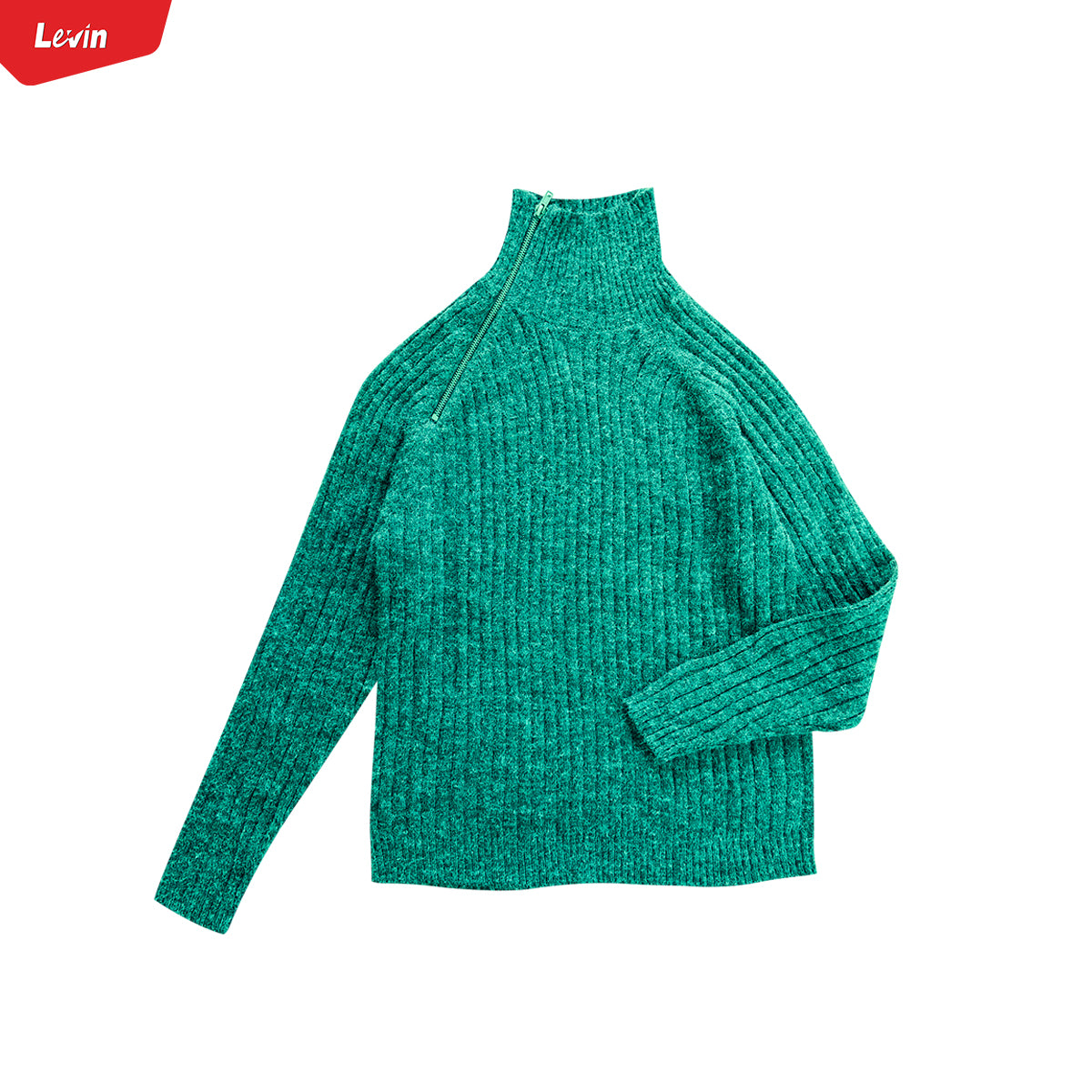 Womens Long Sleeve High Neck Ribbed Jumper Sweater