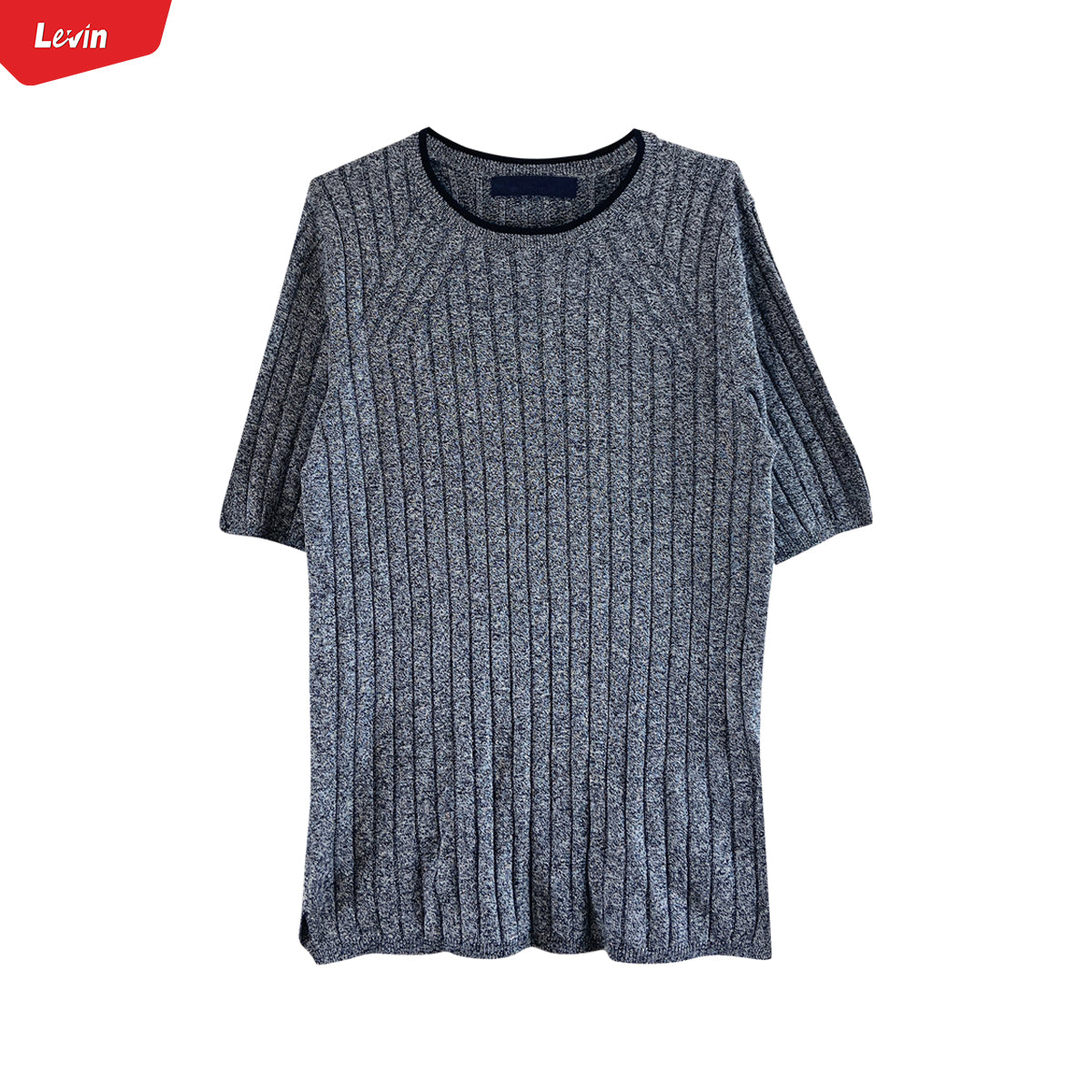 Ladies Short Sleeve Ribbed Knit Sweater Jumper