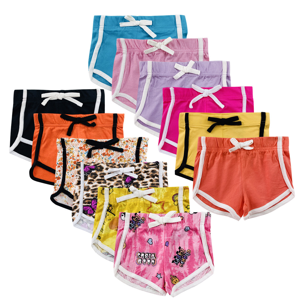 Pack of 4 Girls Multicolor Cotton Summer Shorts
