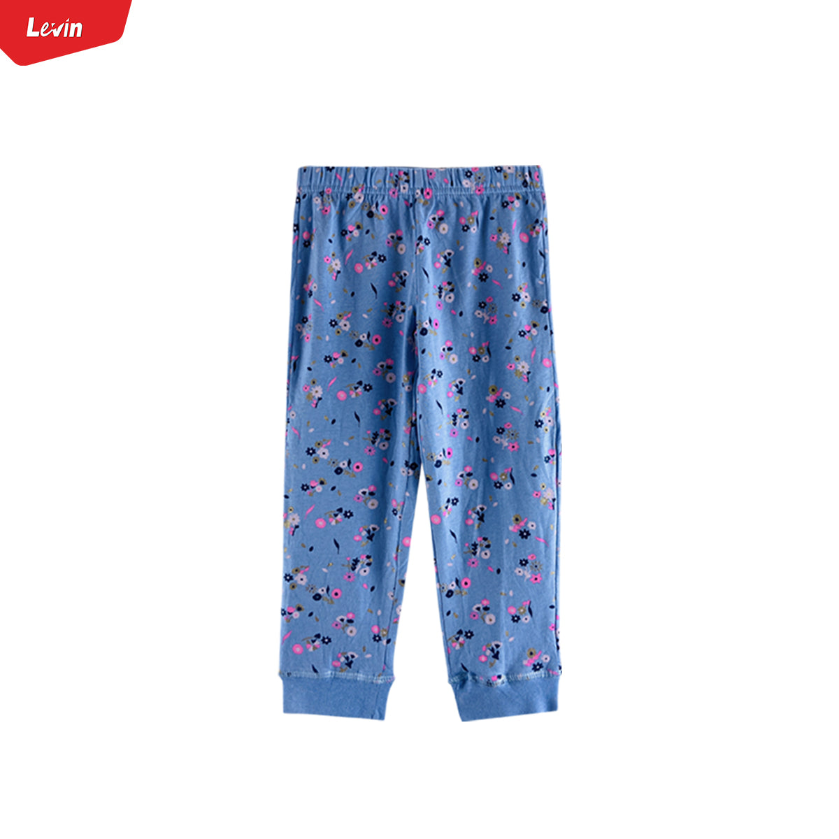 Girls Elasticated Printed Cotton Pajama With Ankle Cuff