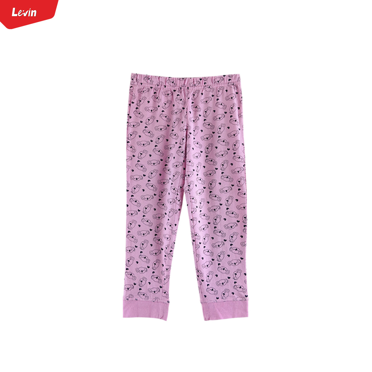 Girls Elasticated Printed Cotton Pajama With Ankle Cuff