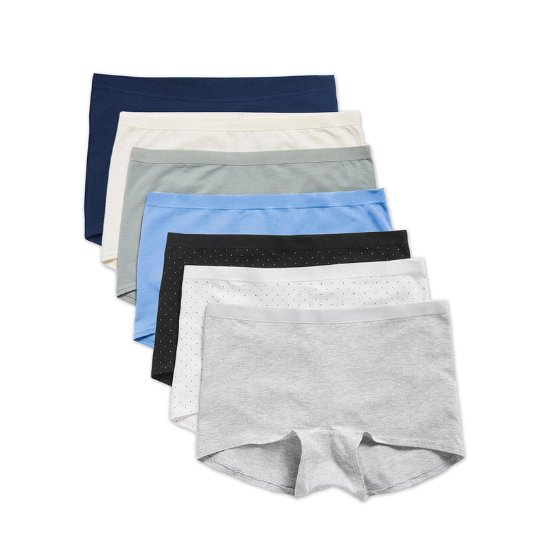 Pack of 5 Womens Mid Waist Cotton Boxer Brief Panty