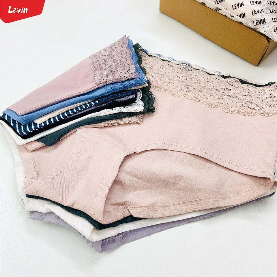 Pack of 5 Womens Mid Waist Hipster Lace Brief Panty